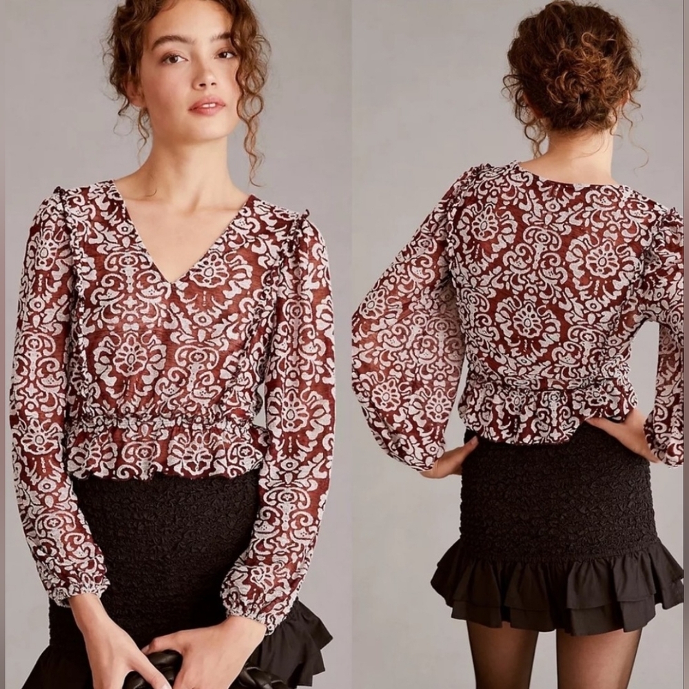 NWT Anthropologie Floral Ruffle Blouse